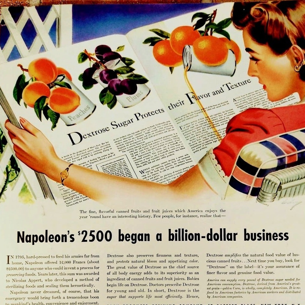 1941 Woman Reading - Dextrose is a Natural Sugar - Fruit - Original Vtg PRINT AD